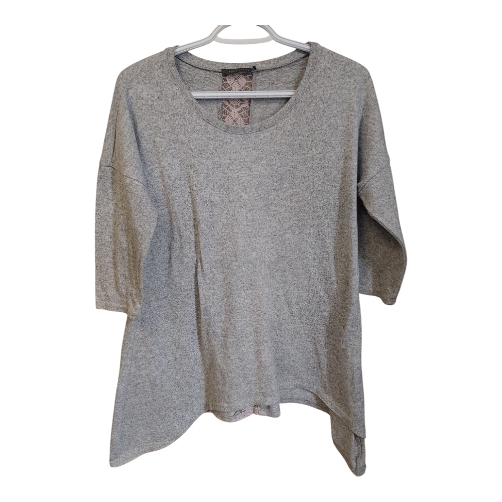 Suzy Shier Gray Asymmetrical Tunic Top